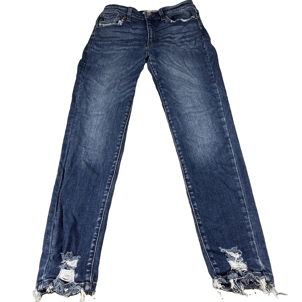 KanCan Womens Frayed Hem Distressed Blue Stretch Denim Skinny Jeans 11x29